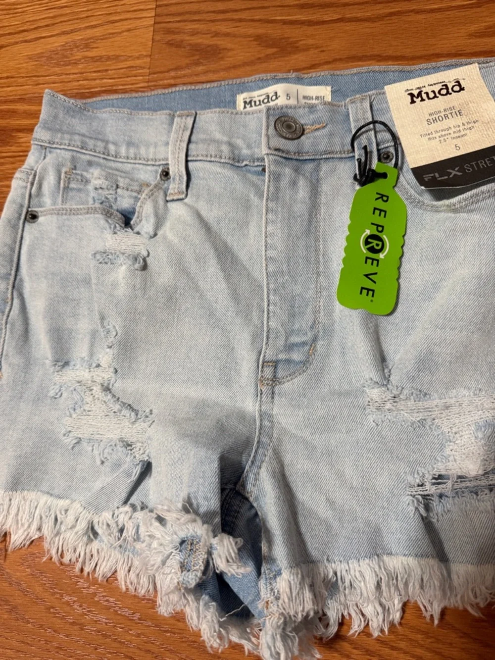 Mudd Jean Shorts Light Blue Distressed Size 28
